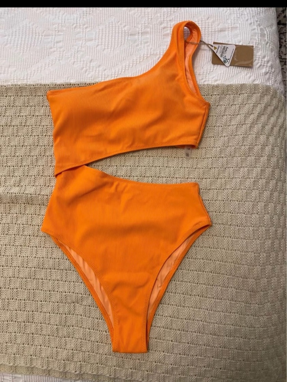 One-Shoulder Cutout One-Piece Swimsuit in Bright Orange